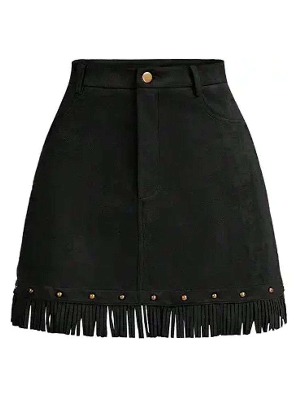 High Waist Fringe Mini Suede Skirt